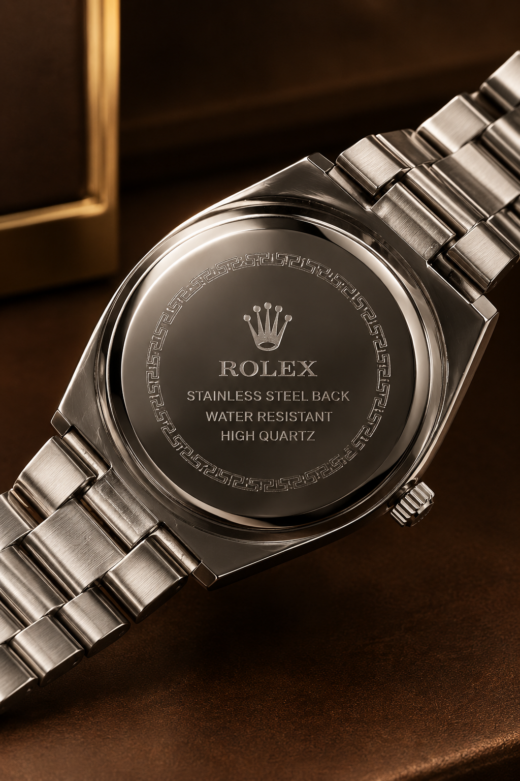 ROLAX Day-Date Quartz Watch – Black Dial Silver Bracelet